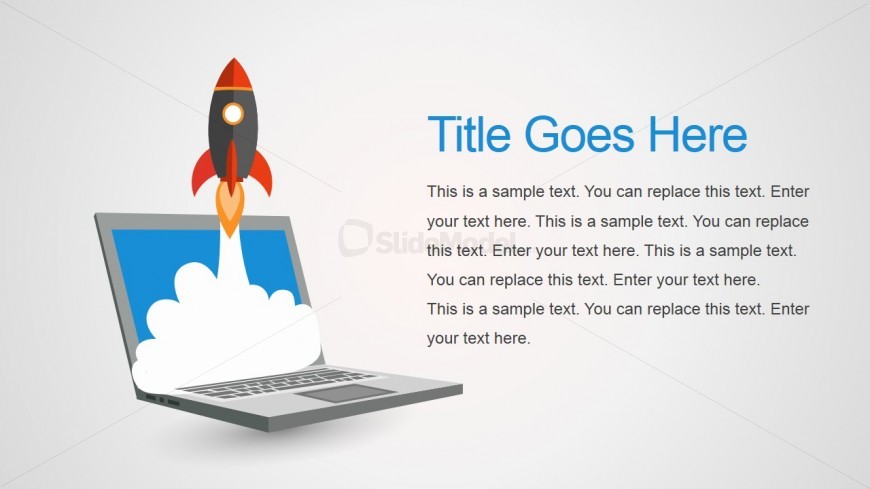 Spaceship Launching from a Laptop Illustration
