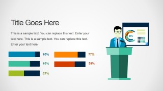 Presenter Illustration with Line Charts for PowerPoint