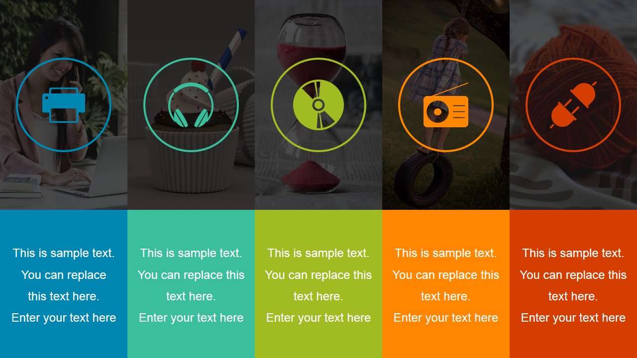 Colorful Slide Design With 5 Columns Slidemodel