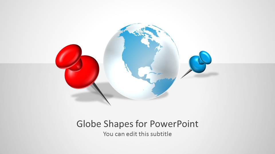 globe shapes for powerpoint with map markers slidemodel