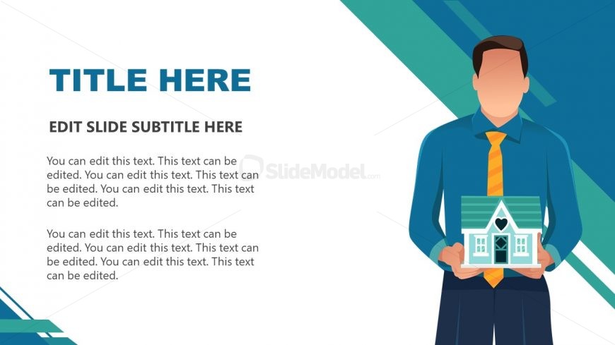 Man Holding House PowerPoint Illustration