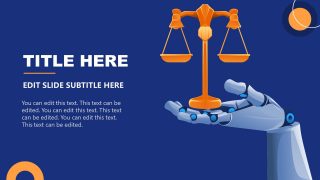 Robot Hand Balance Scale Legal Technology PPT