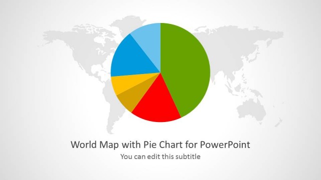 World Map Template with Pie Charts for PowerPoint