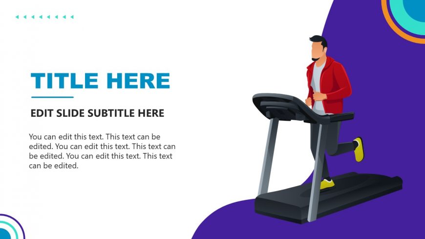 Man Running on Treadmill Slide of Fitness