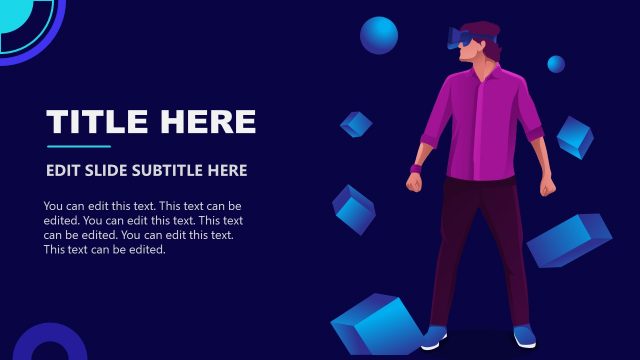 Scene Illustration Man in Metaverse VR PowerPoint
