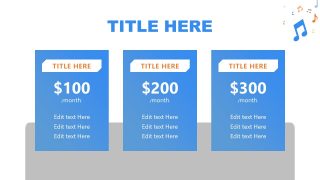 PPT Music Band Presentation 3 Column Pricing 