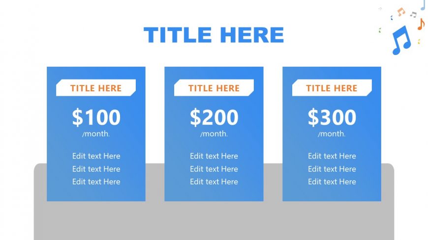 PPT Music Band Presentation 3 Column Pricing 