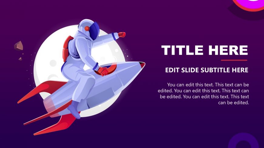 PPT Slide Design with Astronaut on Rocket Illustration
