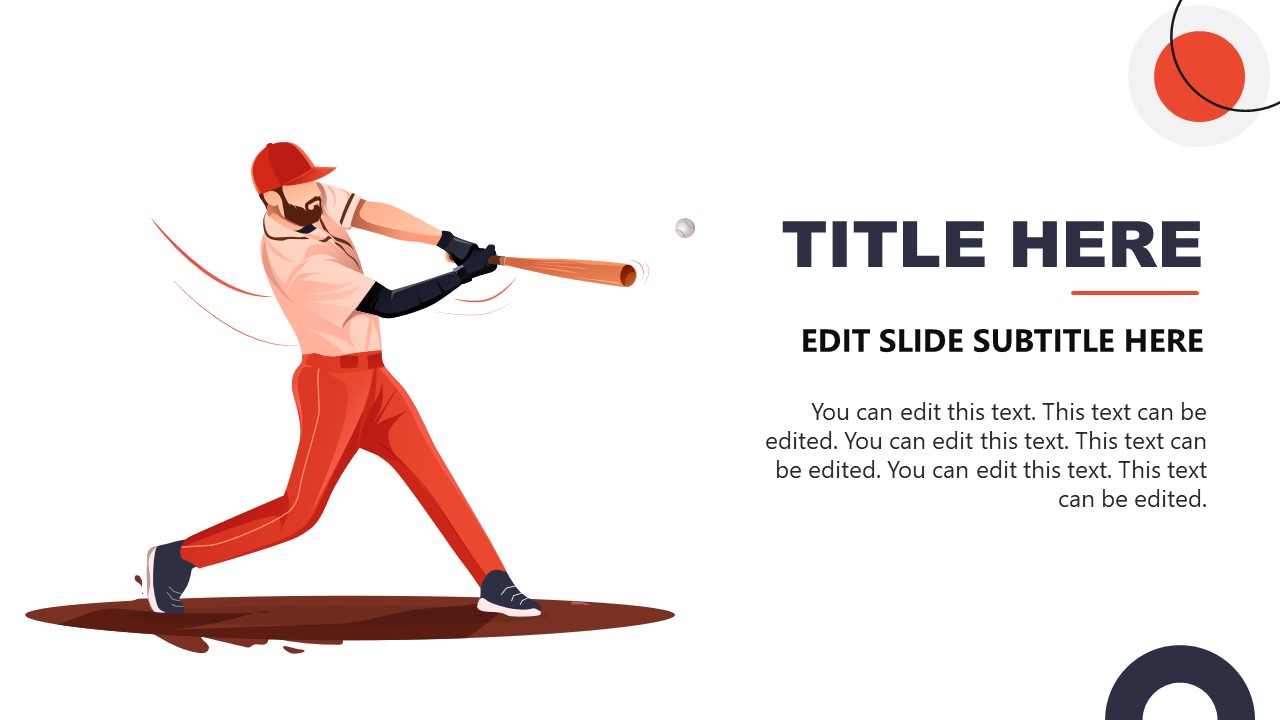 PPT Slide with Batsman Human Illustration Graphics