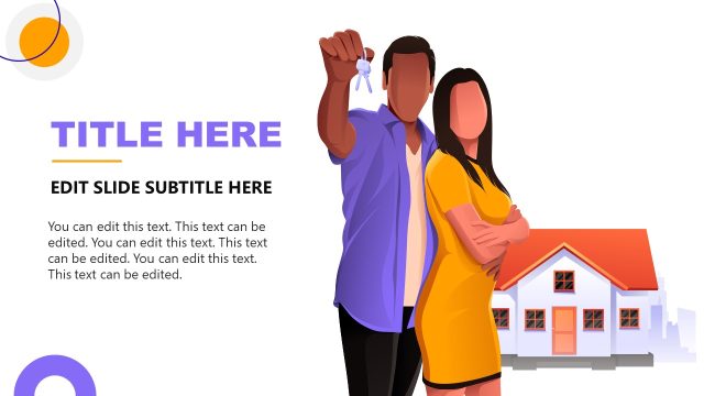Real Estate Business Plan Slide with Human Couple Illustration
