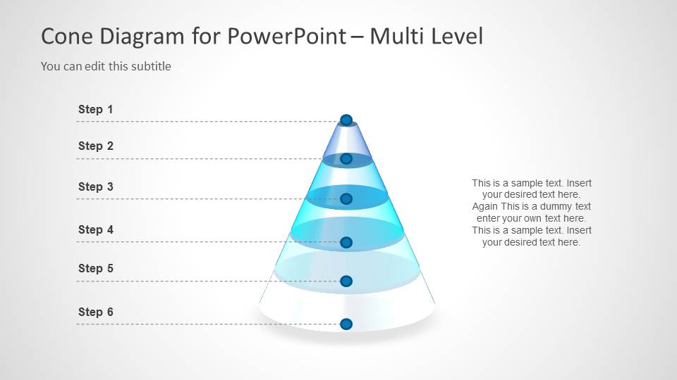 3D Cone Diagrams for PowerPoint SlideModel