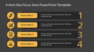 Black & Yellow Slide for Key Focus Areas Presentation