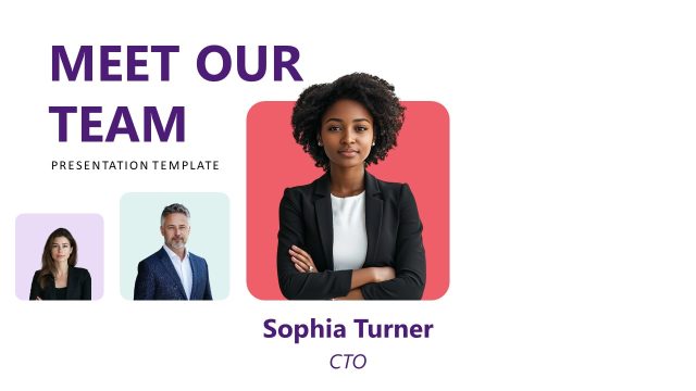 Editable 3-Team Member Meet our Team Slide