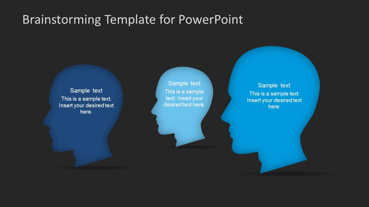 PowerPoint Shapes Featuring Three People Brainstorming Meeting 