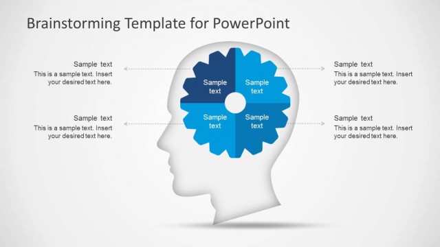Four Quadrant Gear Shape Inside Head Silhouette for PowerPoint
