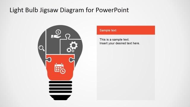 Light Bulb PowerPoint Shape with Jigsaw Segments and Icons