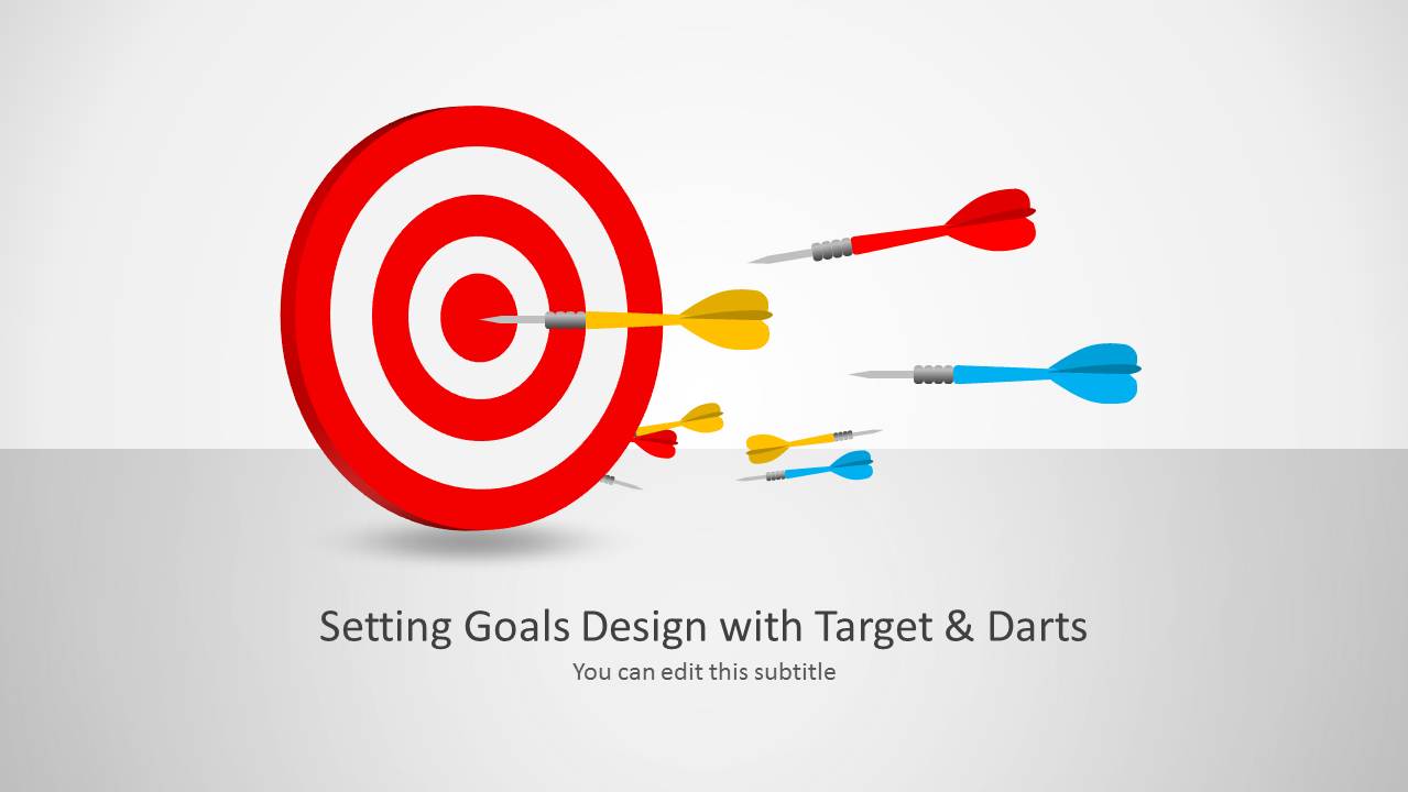 Setting Goals Template For Powerpoint With Target Darts Slidemodel