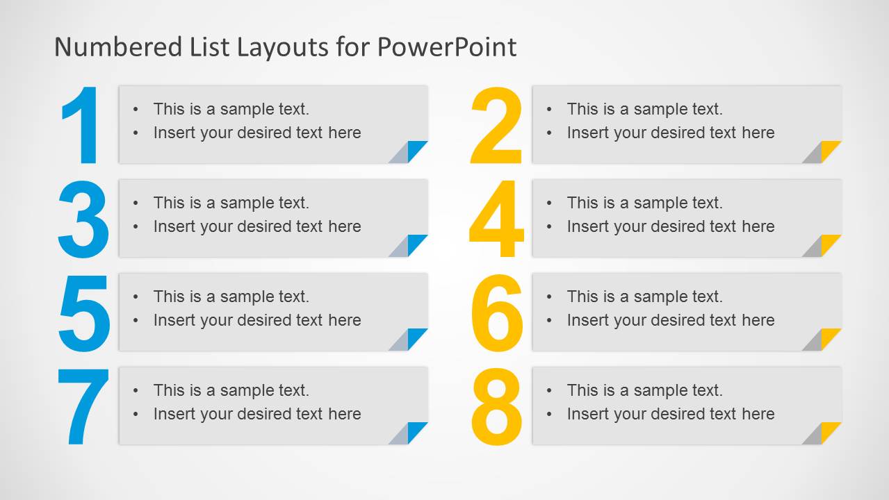 Numbered List Layout Template for PowerPoint SlideModel