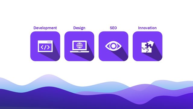 Four Services Animated List Diagram with Shadow Effect