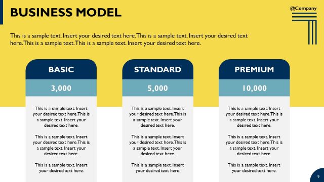 Business Model – Pricing Template Slide