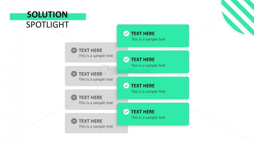 Template Slide for 4 Rows Overlapping Comparison Table