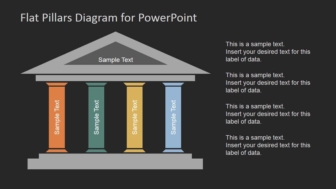 Flat Pillars Diagram for PowerPoint SlideModel