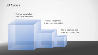 3 3D Cubes for PowerPoint with Different Sizes