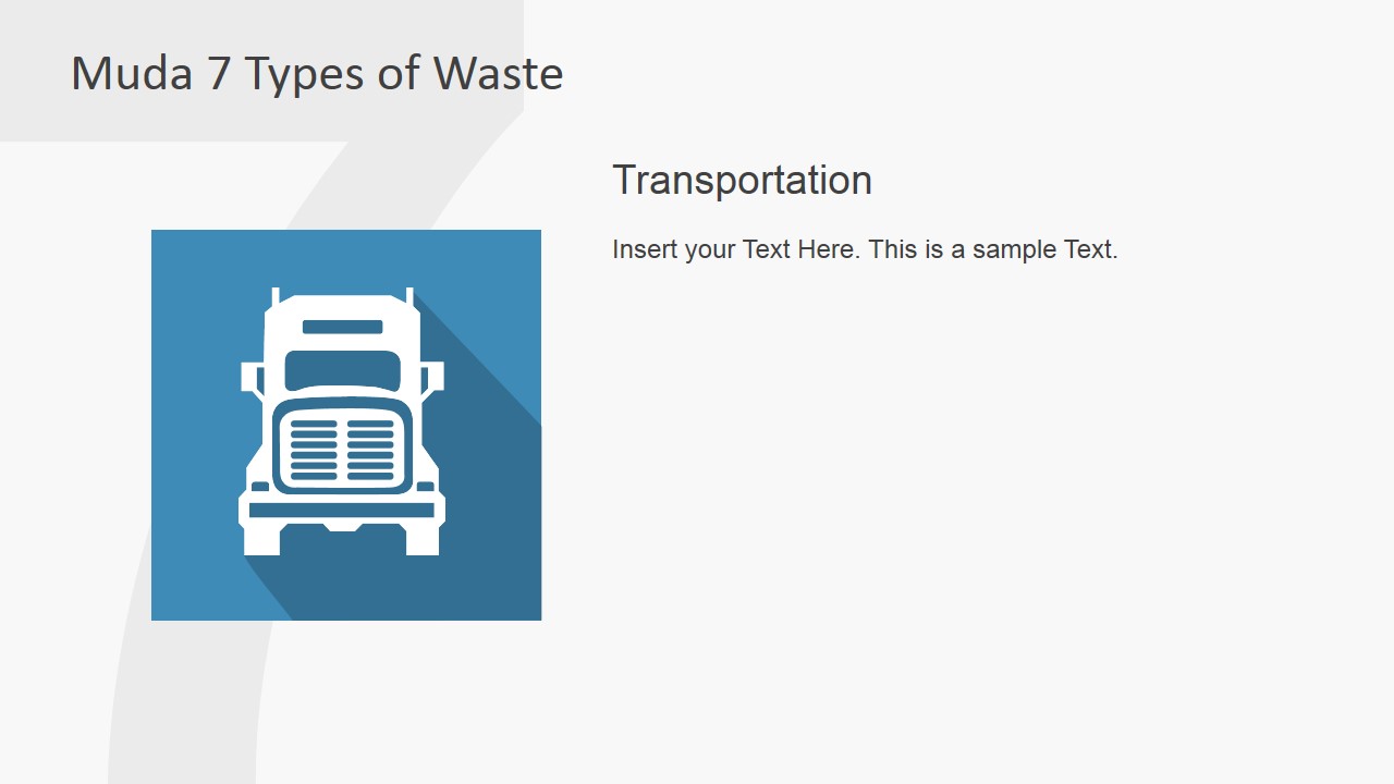 PowerPoint Descriptions Slide with Clipart of Transportation Muda