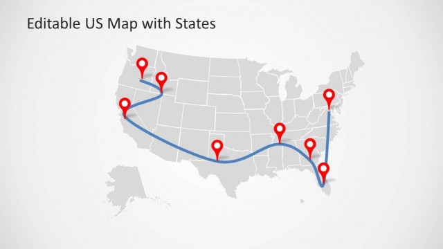 Editable US PowerPoint Map with States and Map Pointers