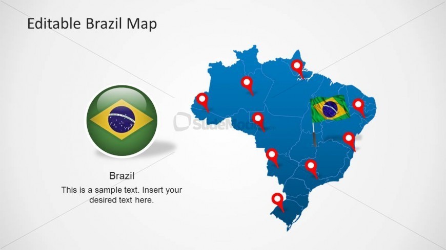 Editable PowerPoint Map of Brazil