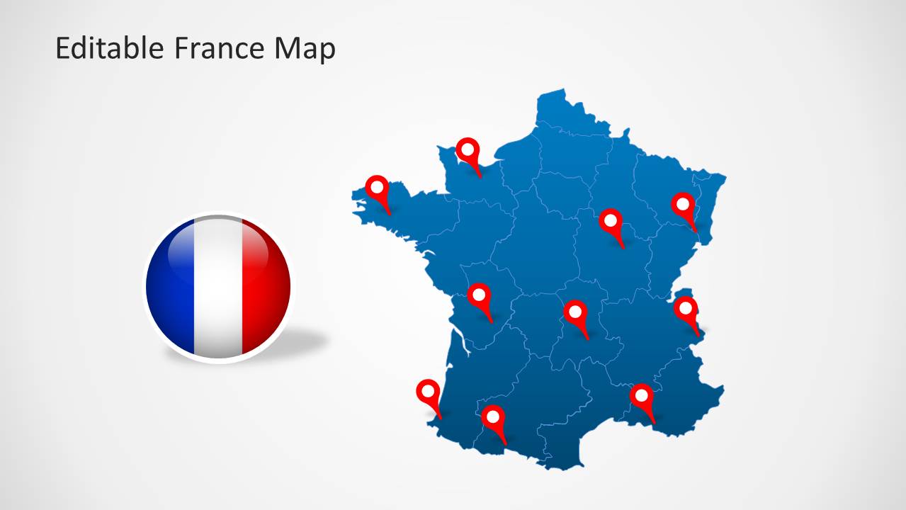 Editable France Map Template for PowerPoint SlideModel