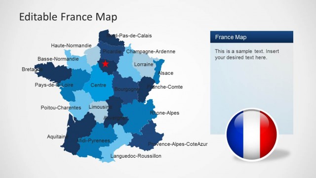 France Map with States for PowerPoint