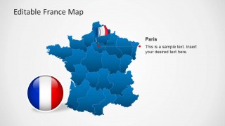 PowerPoint Map of France With Flag Icon at Paris