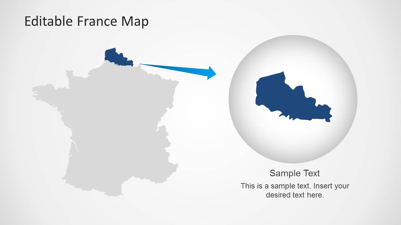 Map of France for PowerPoint with State Highlighted