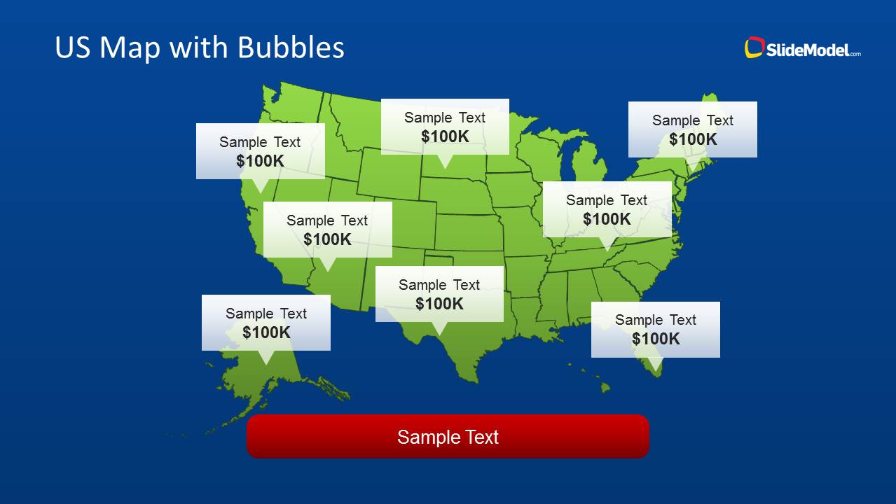 US Map Template for PowerPoint with Bubbles  SlideModel