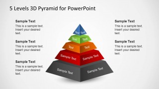 5 Levels 3D Pyramid Template for PowerPoint