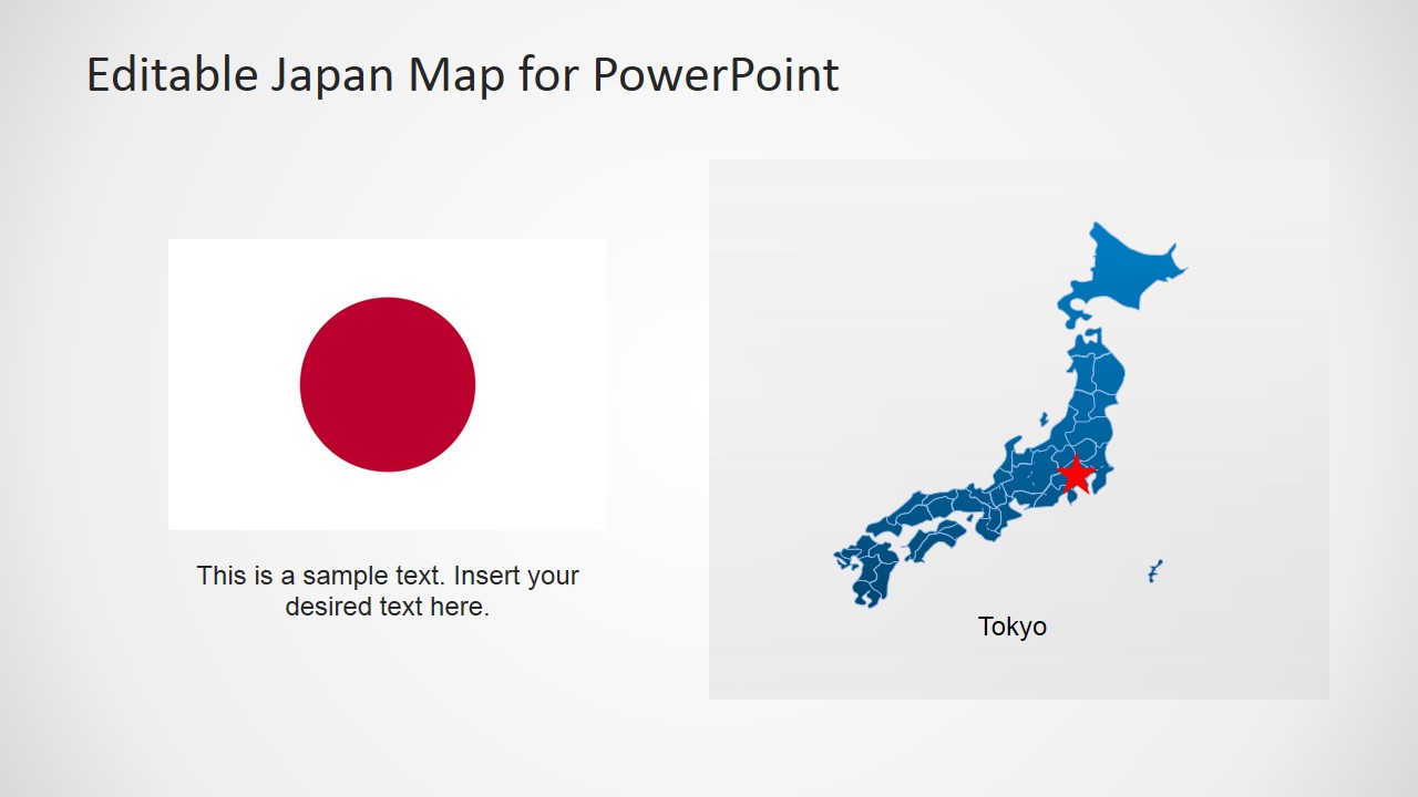 Map Of Japan With Tokyo And Japan Flag Slidemodel