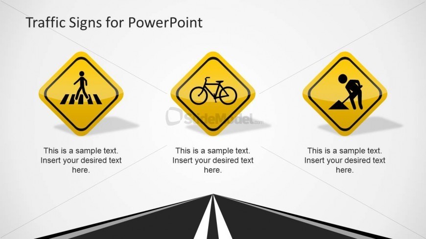 PowerPoint Crosswalk, Bicycle Under Construction Traffic Signs