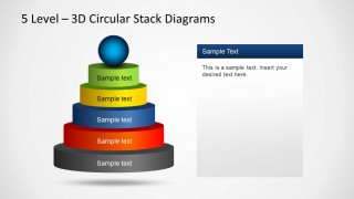 5 Levels 3D Pyramid Slide Template for PowerPoint with Sphere on Top