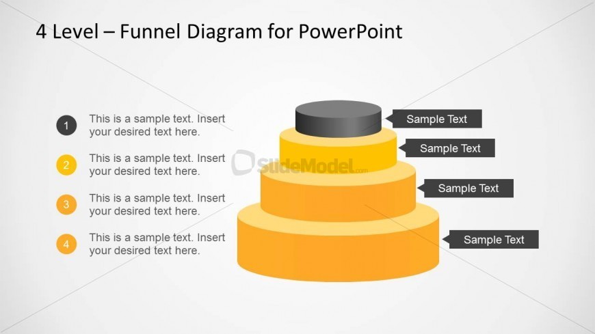 4 Level Funnel Diagram Template for PowerPoint with Circular Cone Base