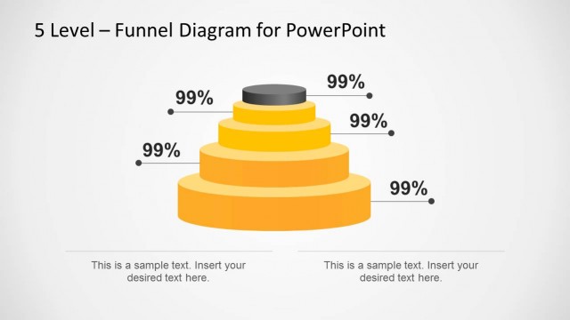 5 Level Stacked Funnel Diagram Template for PowerPoint