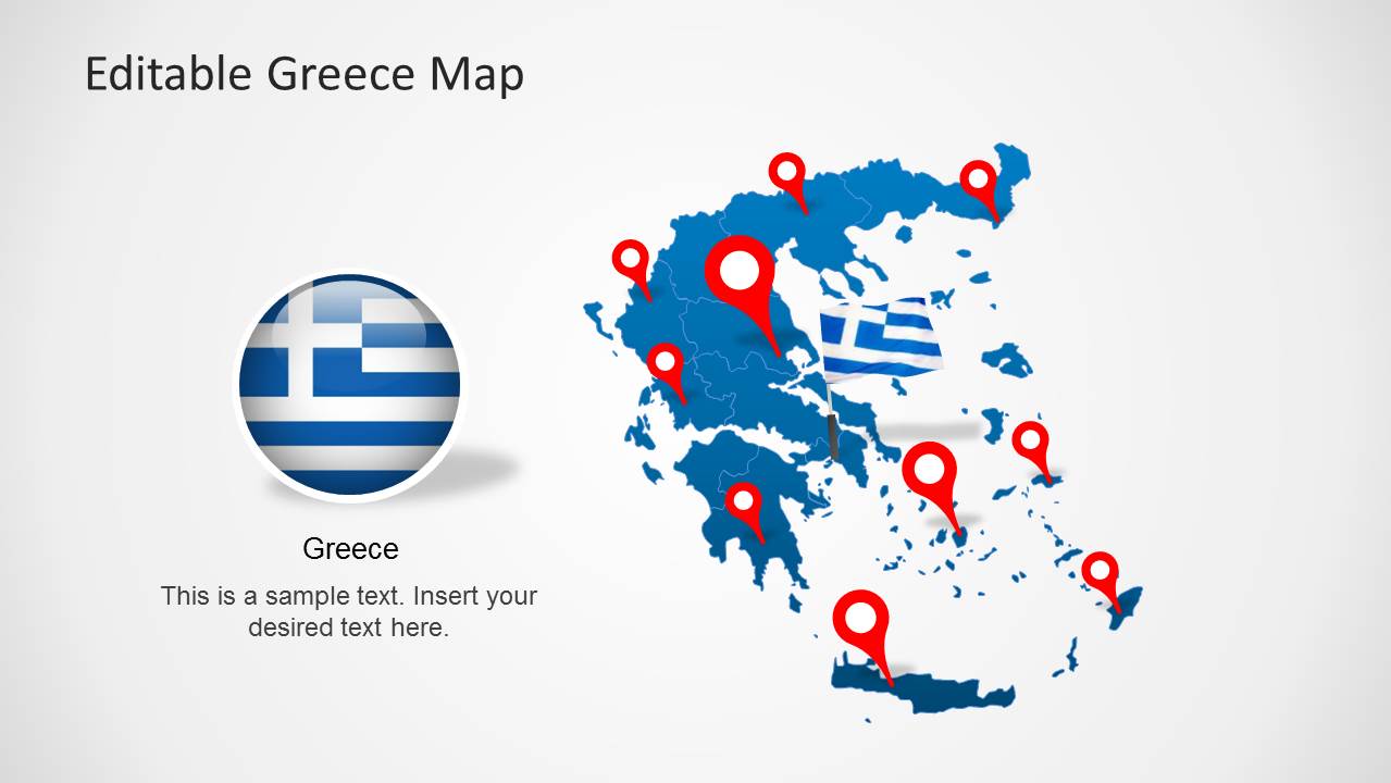 Editable Greece Map Template for PowerPoint SlideModel
