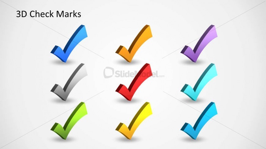 Colorful 3D Check Marks Shapes for PowerPoint