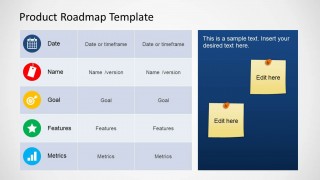 Product Roadmap Table for PowerPoint with Sticky Notes