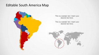 South America Map with World Map for PowerPoint