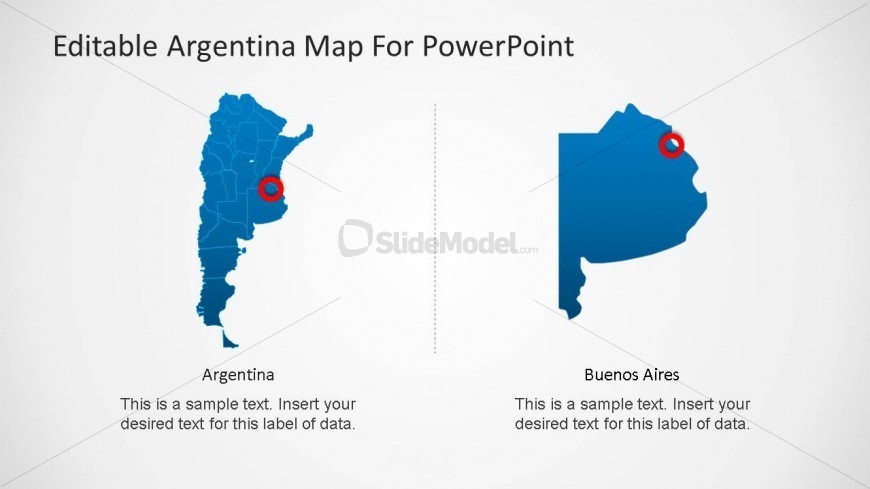 PowerPoint Map of Argentina with Bueno Aires Marker