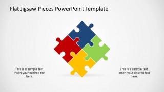 Inclined Square created with Four PowerPoint Jigsaw Pieces in four colors.