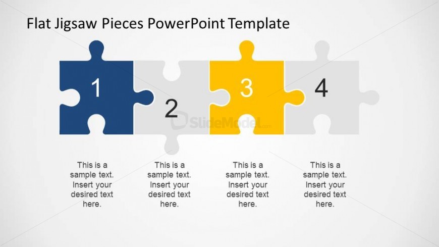 Linear 4 Steps Diagram created with PowerPoint Jigsaw Shapes 