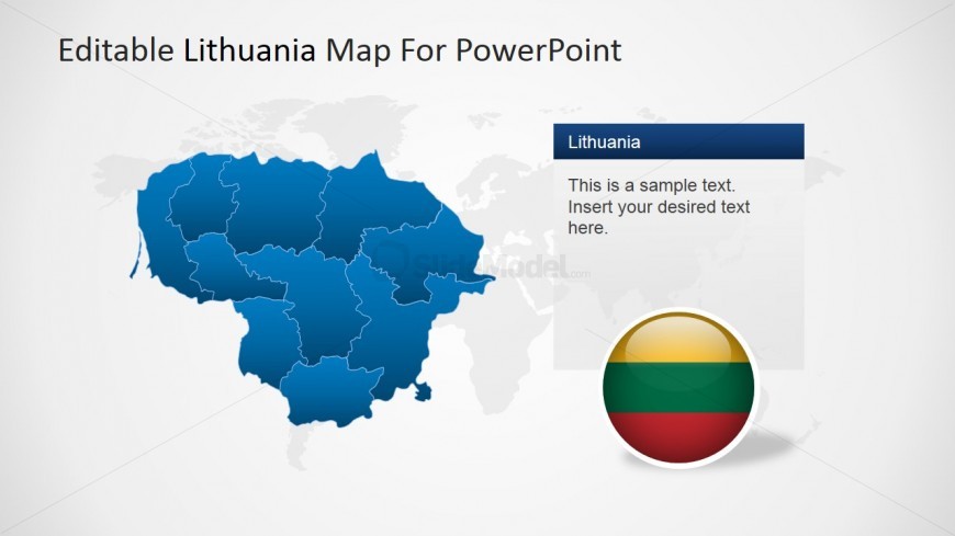 Map and Flag Clipart from Lithuania for PowerPoint