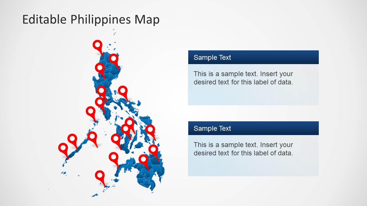 PowerPoint Map of Philippines with GPS Markers